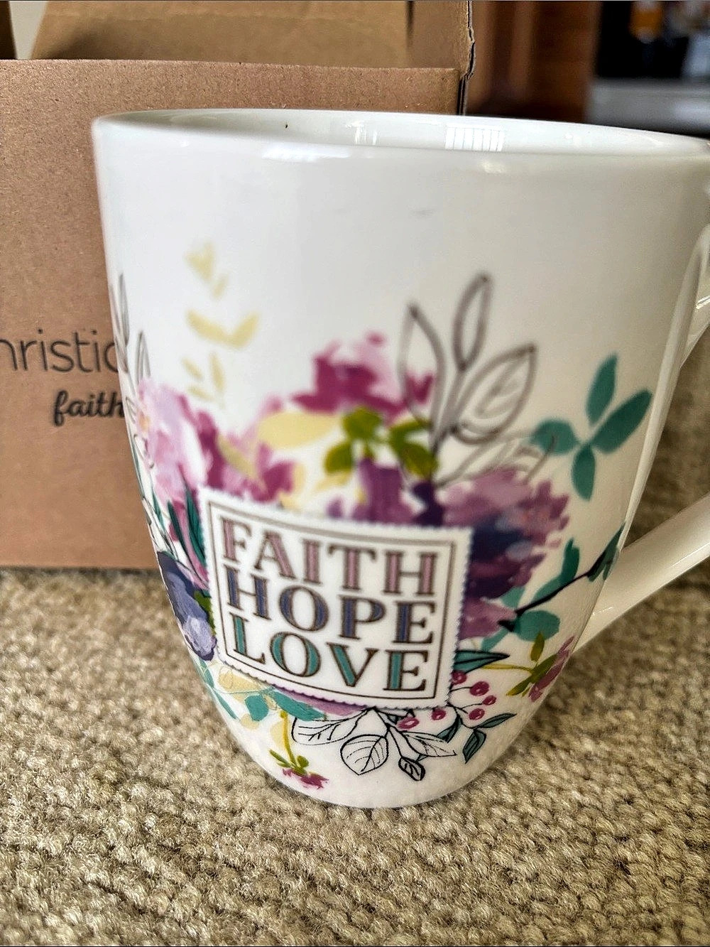 NWT Faith Hope Love Floral Mug - Picture 5 of 7